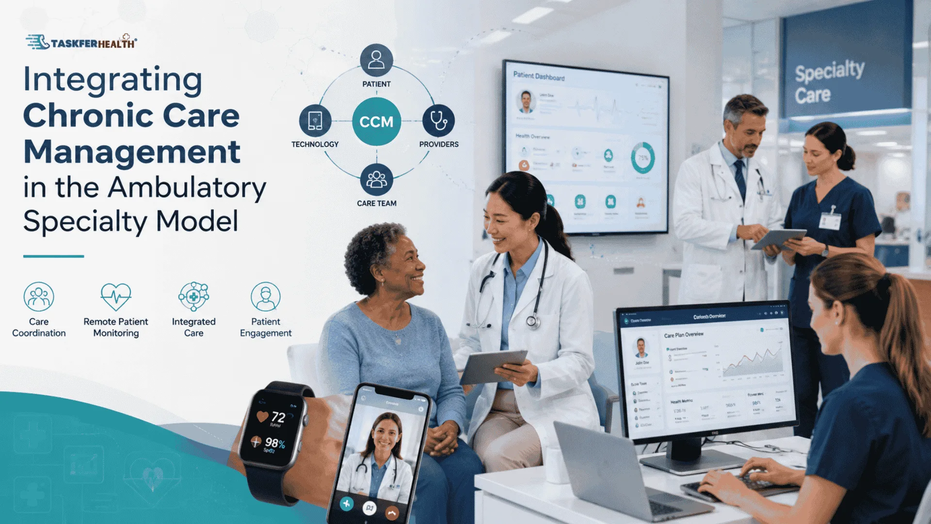 Cardiologist reviewing heart failure patient data for Ambulatory Specialty Model performance